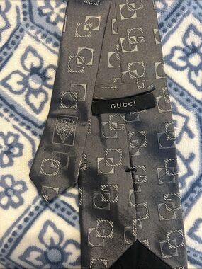 Gucci Grey GG Monogram Silk Tie